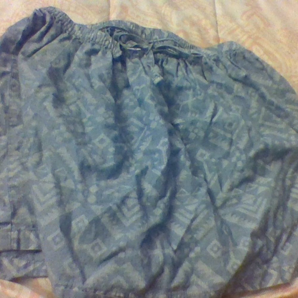A blue tribal designed skirt